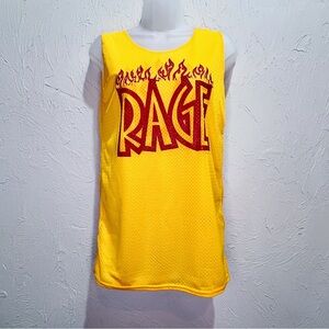 Women's Yellow Mesh Basketball Football Jersey Tank Rage y2k Flame Print Size S